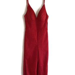 Women's red Sleeveless Cocktail Jumpsuit